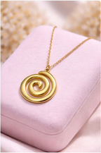Golden Spiral Swirl Pendant Necklace