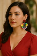 Playful "Fri-Yay!" Heart Dangle Earrings