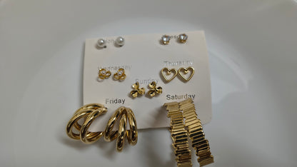 Versatile Gold & Pearl Earring Set - Studs, Hoops & More for Every Day