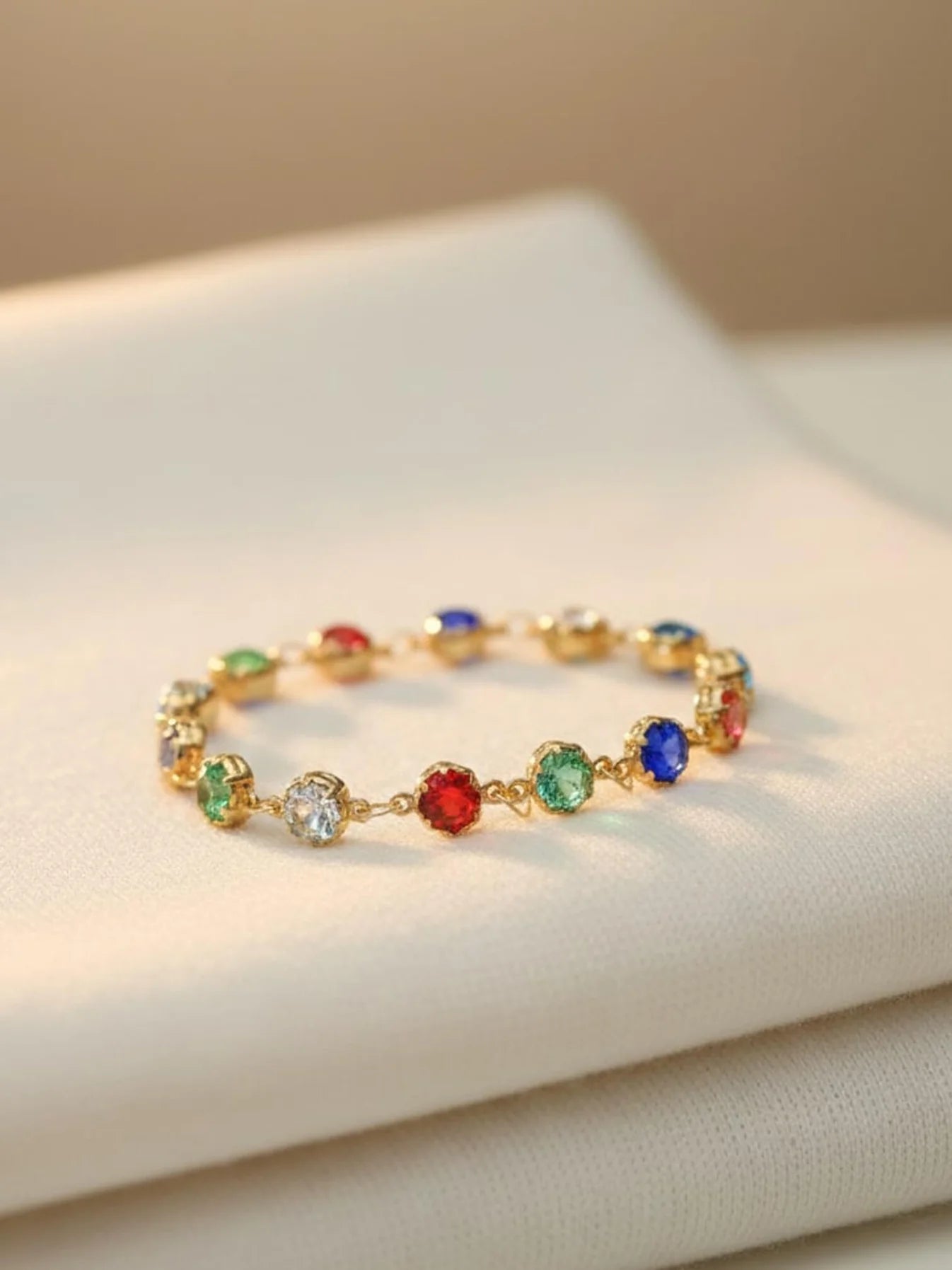 Katie Bracelet – Multicolor Stone Gold Bracelet