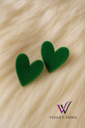 Korean Design Green Heart Earrings