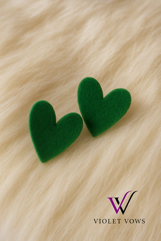 Korean Design Green Heart Earrings