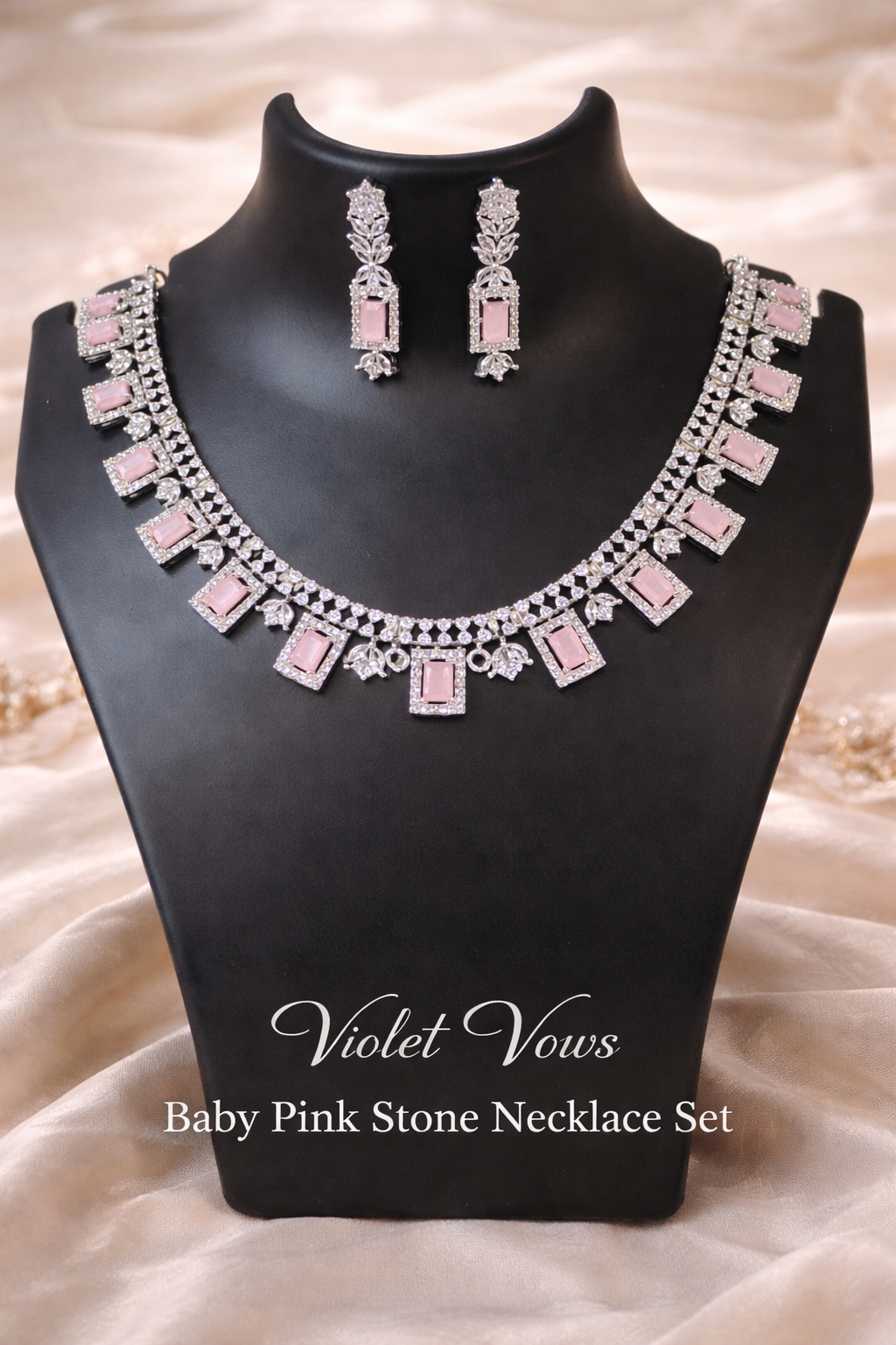 Luxury Gemstone Necklace Set – A Timeless Statement Piece - Baby Pink