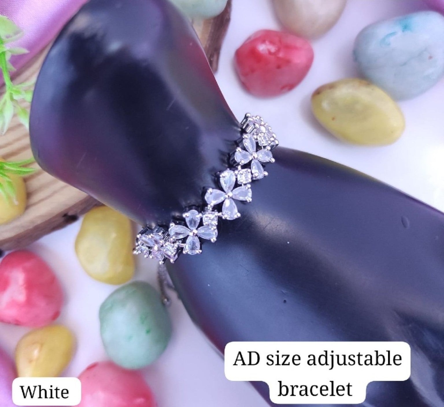 Petal Spark American Diamond Adjustable Bracelet