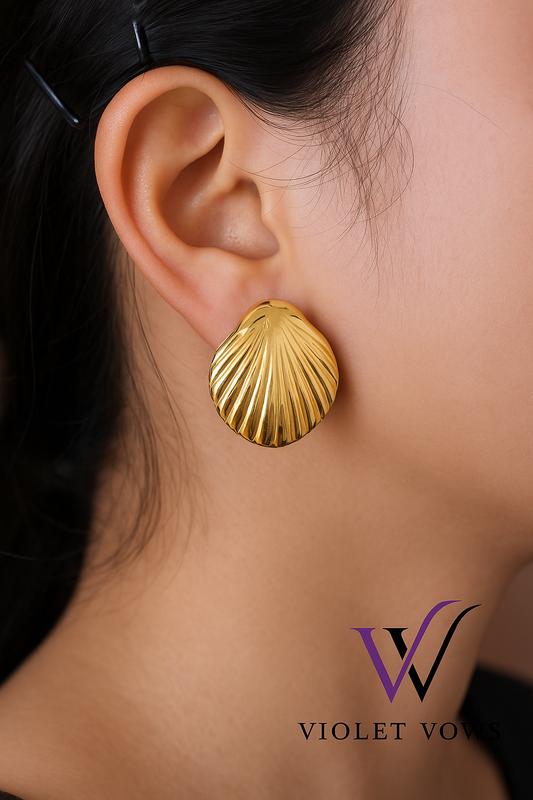 Radiant Seashell Design Studs