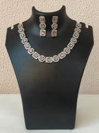 Rosy Geometric Glam Necklace Set - Baby Pink
