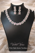 Rosy Geometric Glam Necklace Set - Baby Pink