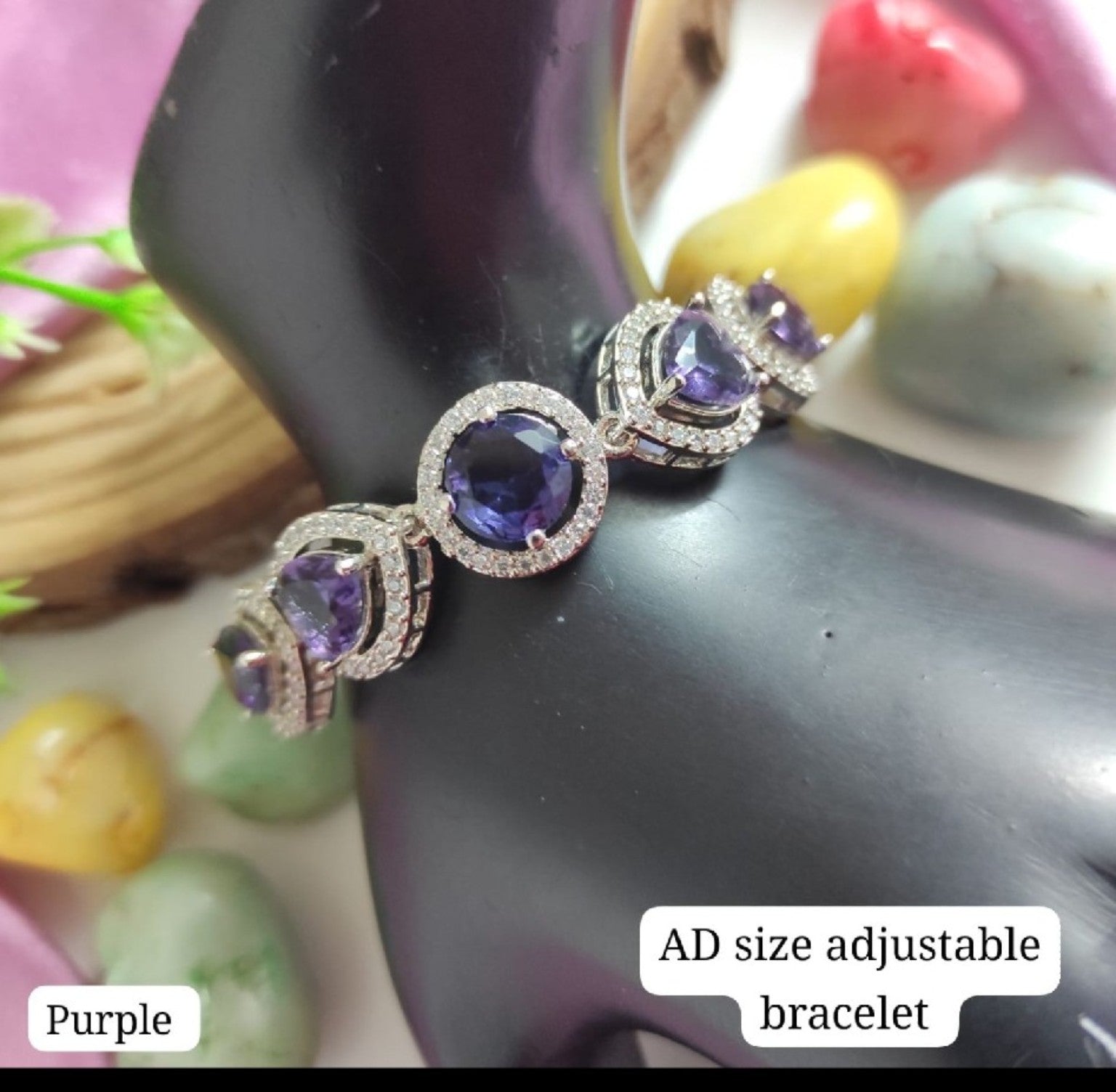 Royal Amethyst American Diamond Adjustable Bracelet