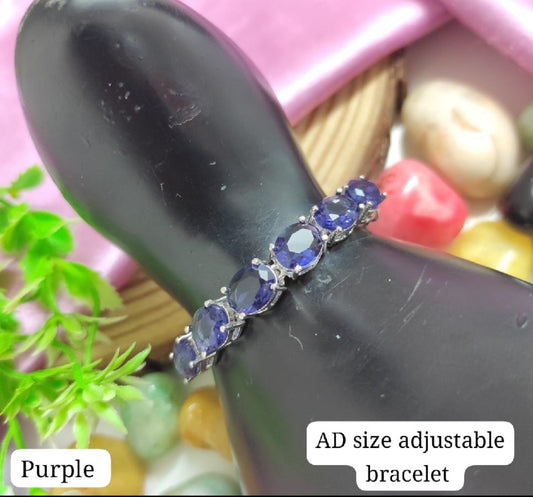 Royal Purple Oval American Diamond Adjustable Bracelet