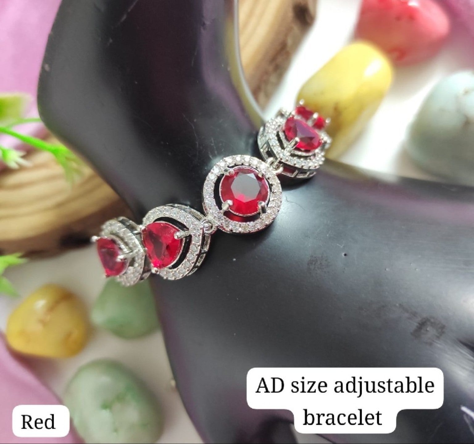 Ruby Glow American Diamond Adjustable Bracelet