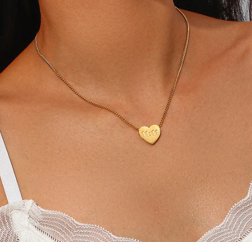 Gold-Plated Anti Tarnish 11:11 Heart Themed Angel Make a Wish Pendant