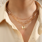 Gold Plated Hearts inspired Layered Necklace For Women