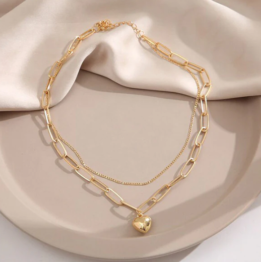 Gold Plated Hearts inspired Layered Necklace For Women