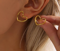 Gold Plated Anti Tarnish Stainless Steel Heart Themed Stud Earrings