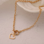 Heart Gold Plated Single Chain Necklace Jewellery For Women
