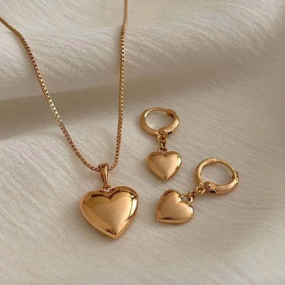 Gold-Plated Anti Tarnish Heart Themed Jewellery Set