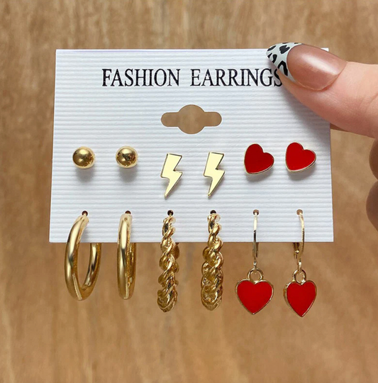 Gold-Plated Hoop Earrings Combo of 6 For Women