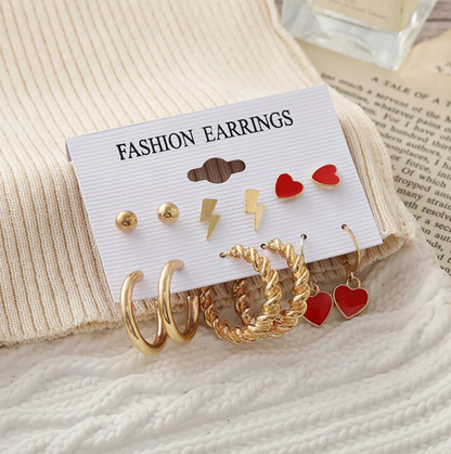 Gold-Plated Hoop Earrings Combo of 6 For Women