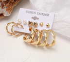 Gold Plated Studs and Hoops Earrings Combo of 6 For Women