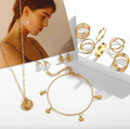 Pearl Gold Plated Earrings with Necklace and Beautiful Rings with Bracelet for Women