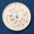 Pearl Gold Plated Earrings with Necklace and Beautiful Rings with Bracelet for Women