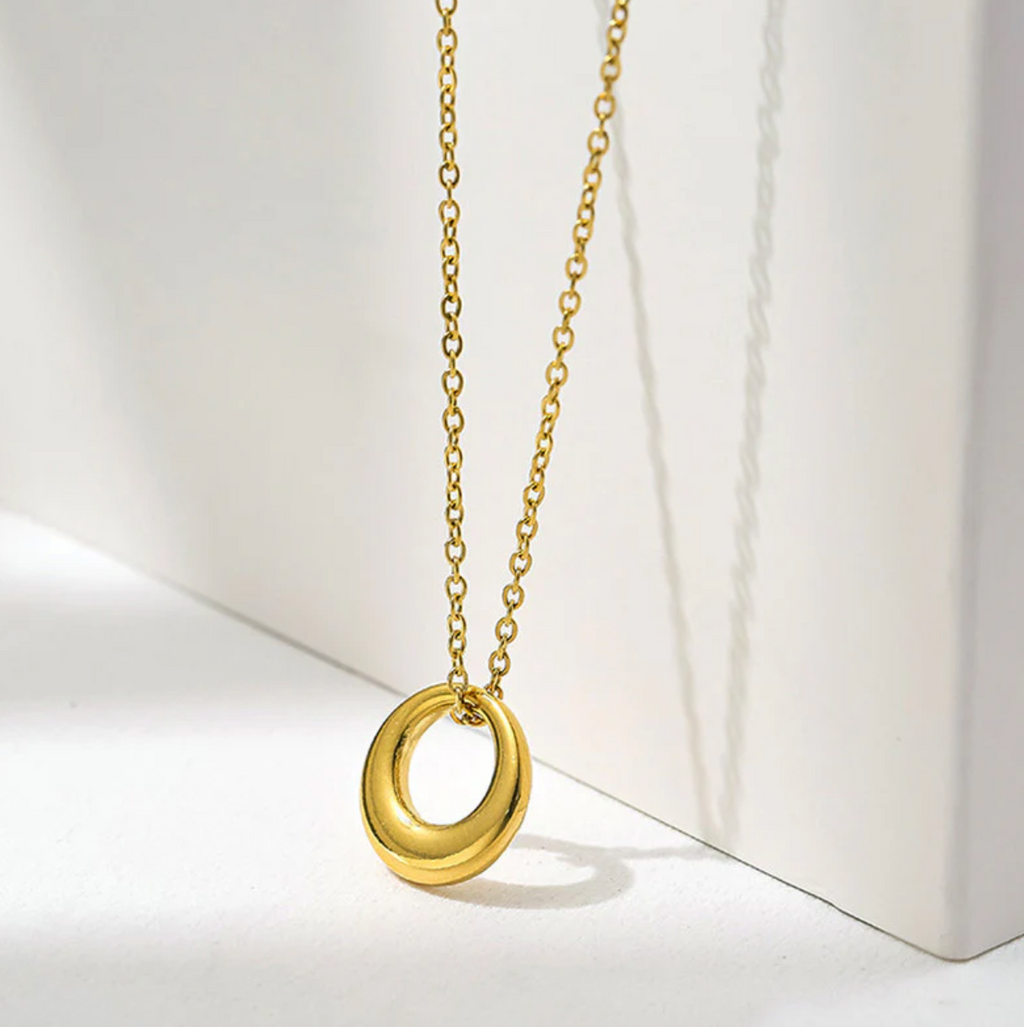 Gold Plated Stainless Steel Anti Tarnish Geometric Circle Pendant