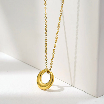 Gold Plated Stainless Steel Anti Tarnish Geometric Circle Pendant