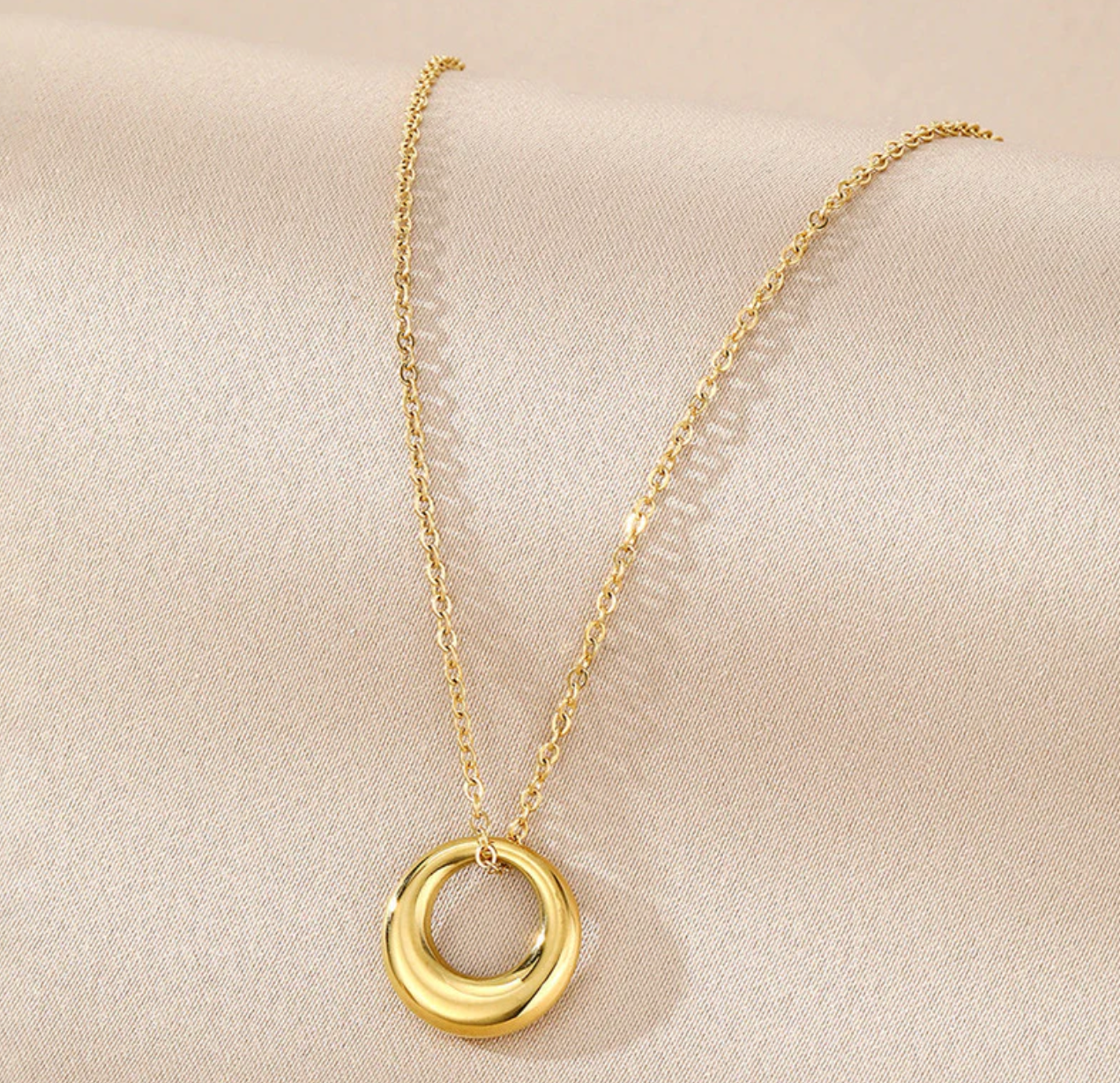 Gold Plated Stainless Steel Anti Tarnish Geometric Circle Pendant