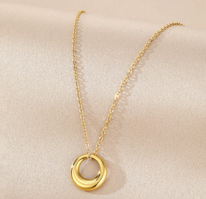 Gold Plated Stainless Steel Anti Tarnish Geometric Circle Pendant