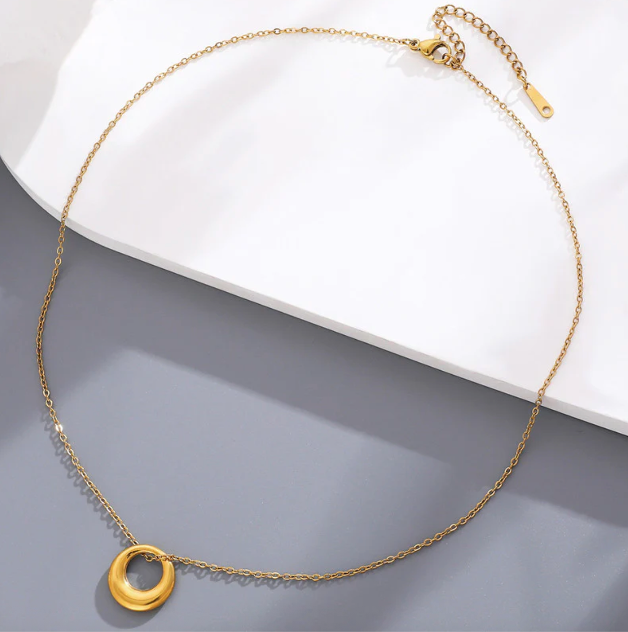 Gold Plated Stainless Steel Anti Tarnish Geometric Circle Pendant