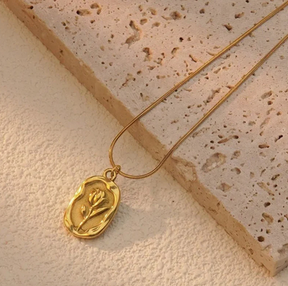 Gold Plated Anti Tarnish Rose Themed Pendant