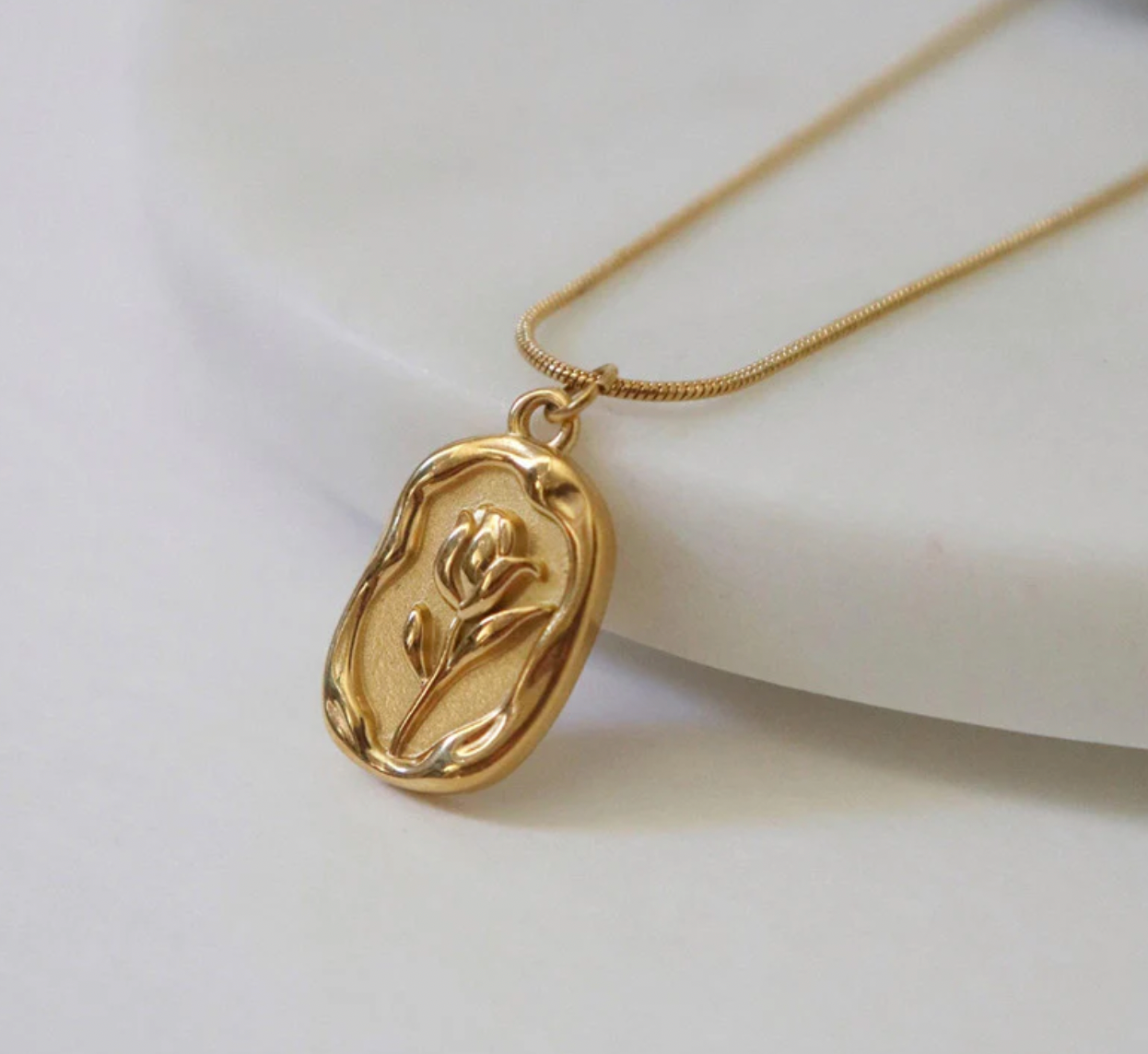 Gold Plated Anti Tarnish Rose Themed Pendant