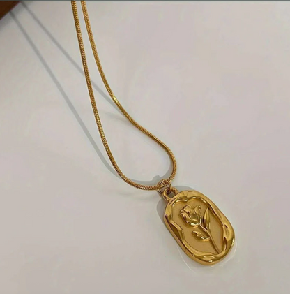 Gold Plated Anti Tarnish Rose Themed Pendant