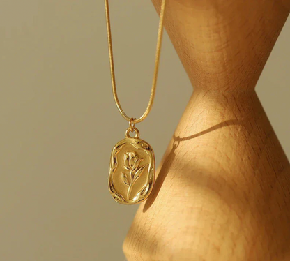 Gold Plated Anti Tarnish Rose Themed Pendant