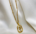 Gold Plated Anti Tarnish White Rose Themed Pendant