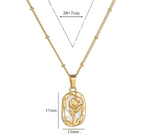 Gold Plated Anti Tarnish White Rose Themed Pendant