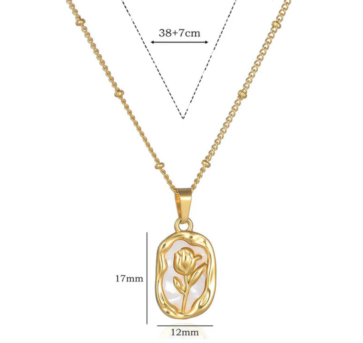 Gold Plated Anti Tarnish White Rose Themed Pendant