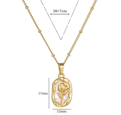 Gold Plated Anti Tarnish White Rose Themed Pendant
