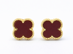 Maroon Clover Stud Earrings for Women