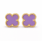 Purple Clover Stud Earrings for Women