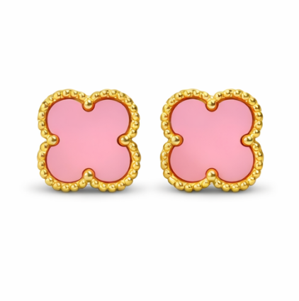 Pink Clover Stud Earrings for Women