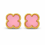 Pink Clover Stud Earrings for Women