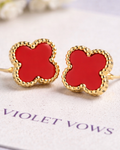 Red Clover Stud Earrings for Women