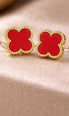 Red Clover Stud Earrings for Women