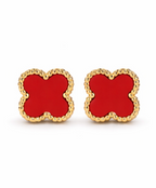Red Clover Stud Earrings for Women
