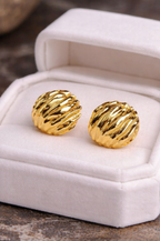 Gold Textured Statement Stud Earrings for Women