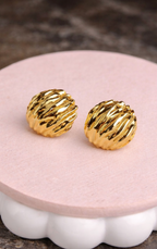 Gold Textured Statement Stud Earrings for Women