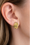 Gold Abstract Swirl Statement Stud Earrings for Women