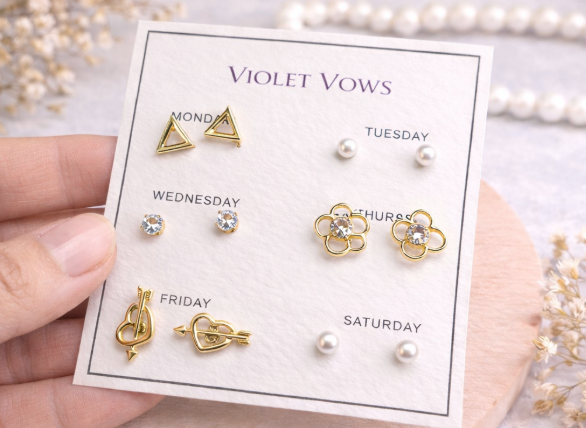 6 Pair Daily Wear Stud Earrings Set for Women – Cute Designer Combo