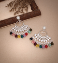 Tum - Jhumka Earrings with Kundan & Pearl - Multicolor